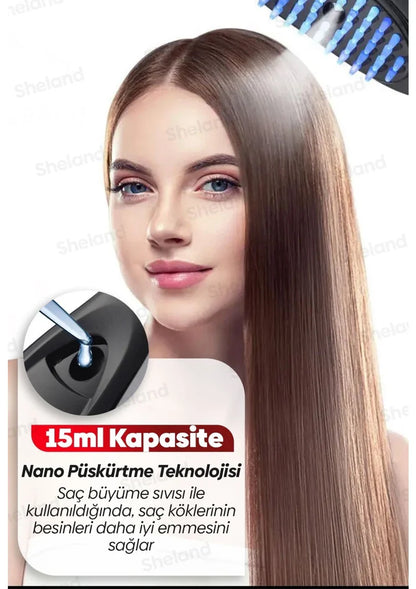 Buharlı Titreşimli ve Kırmızı Mavi Işık Terapili Kafa ve Saç Bakım Tarağı